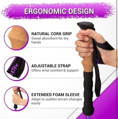 Trekking Poles – Lightweight 7075 Aluminum Hiking Sticks with Cork Purple Color