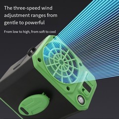 Cooling Fan Device 3 Speed Fan Camping Outdoors 2400mAh Battery Capacity
