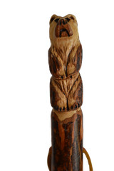 Bear Carved Hardwood Walking Stick, Hand Carved Staff, Made in the USA, Custom