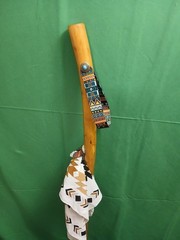 HIKING/WALKIN STICK MADE FROM NM YUCCA PLANT 51″ 12.8 OZ with bandana and holder