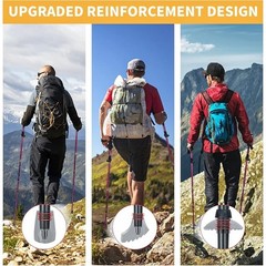 Adjustable Tri-fold Hiking Poles Aluminum Trekking Sticks Joint Protection Grips
