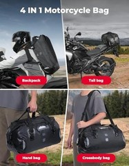Waterproof Motorcycle Dry Bag – Duffle Tail Bag Soft Luggage, 40L Black
