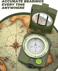 Compass Military Lensatic Sighting Camping w/ Carrying Bag Waterproof