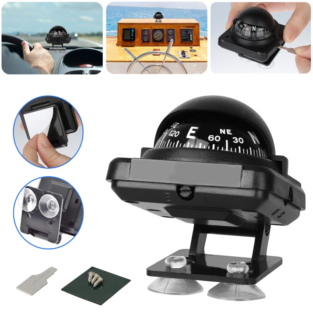 Magnetic Car Dashboard Navigation Compass Ball Adjustable for Boat Marine Truck