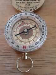 PP Bean Classic Compass “To My Son…Love Dad” Gold Pocket Compass NEW NIB