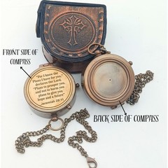Solid Brass Directional Engraved Compass Jeremiah 2911 Baptism Gifts Men