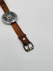 Wrist Compass with Brown Leather Strap Black Analog Dial for Hiking & Scouting