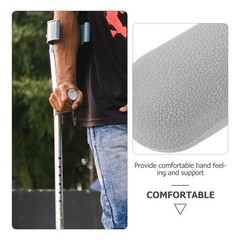 1 Set Soft Non Slip Replacement Crutch Kit Tpr Hand Grip and Feet Cap Grey
