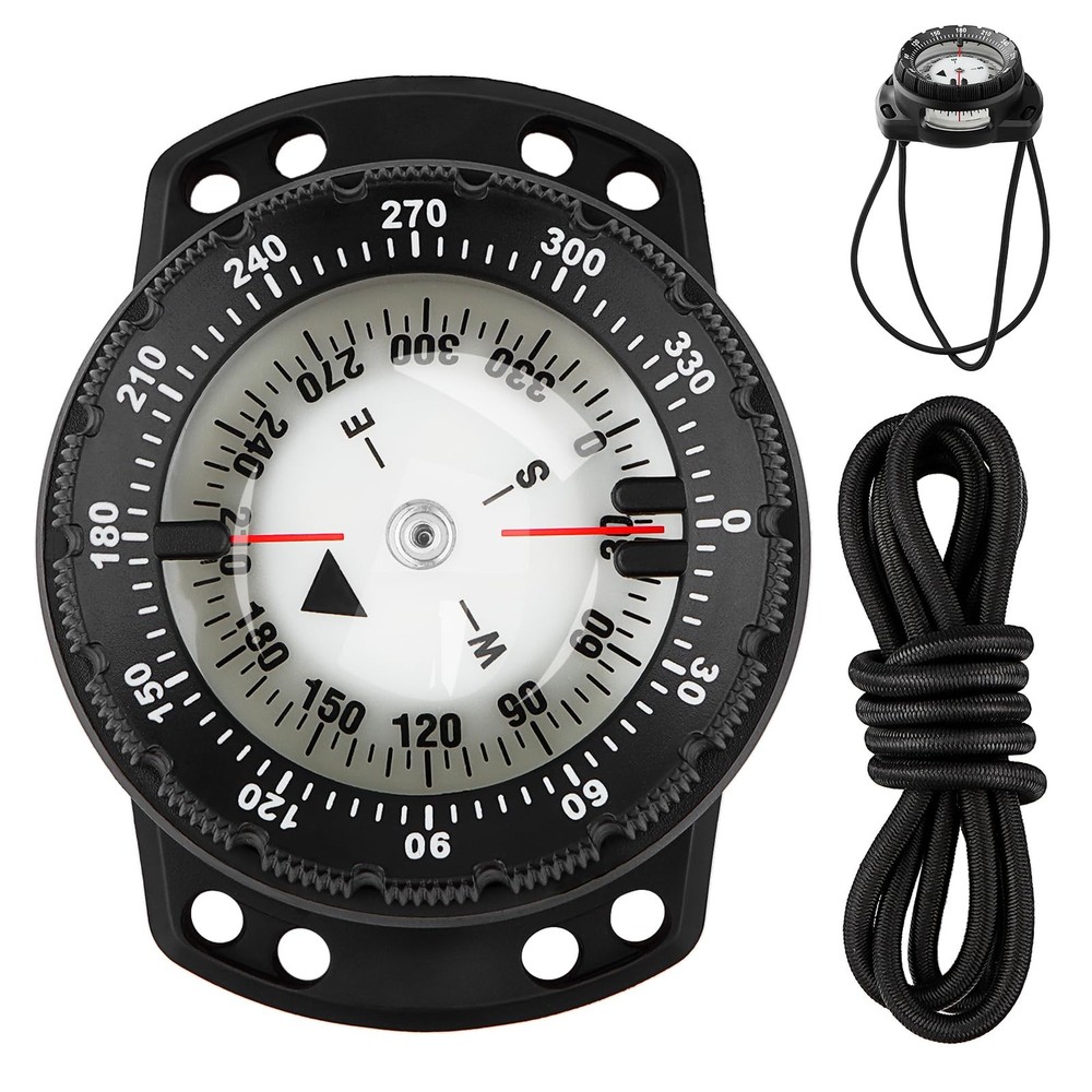 Scuba Dive Compass, Waterproof 5ATM Marine Navigation Wrist Compass Black