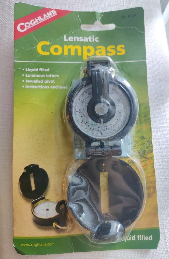 Coghlan’s Lensatic Compass with Case, Liquid Filled, Camping Survival Emergency