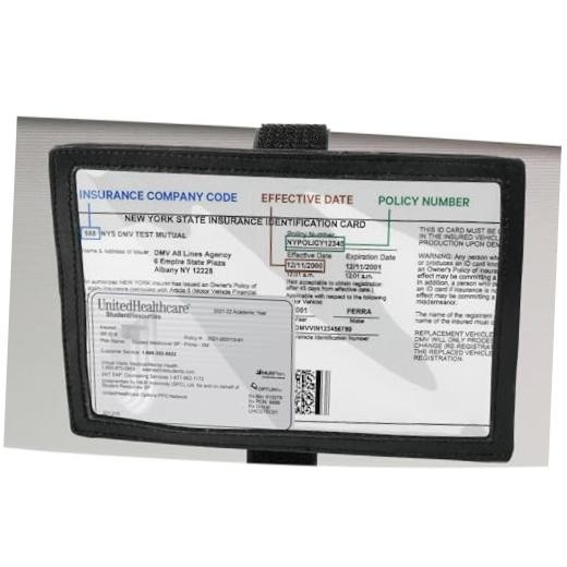 Registration Insurance Card Document Holder for Visor, Carrying Horizontally