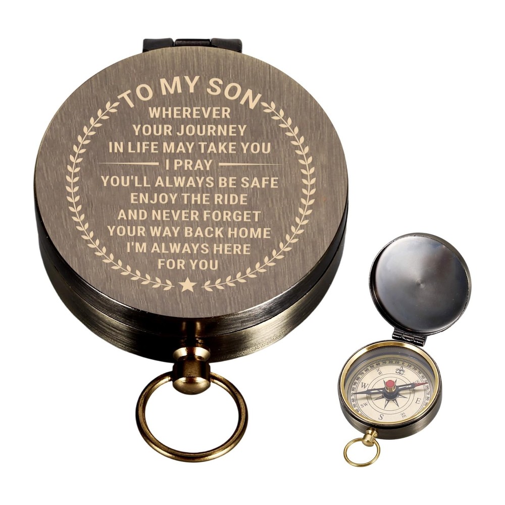 Stocking Stuffers for Teen Boys to My Son Compass Gift from Dad Mom Engraved