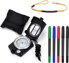 8 Pcs Land Navigation Kit Includes 5 Military Map Markers Lensatic Military Comp