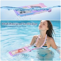 Waterproof Phone Pouch Floating, IPX68 Waterproof Phone Case for Purple Letter