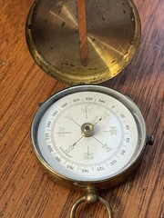 Vintage German Made Hinged Brass Encased Compass Glass Face Needle Lock Switch