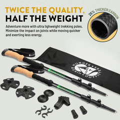 100% Carbon Fiber Trekking Poles by USA Brand – Ultra Strong Lightweight Collaps
