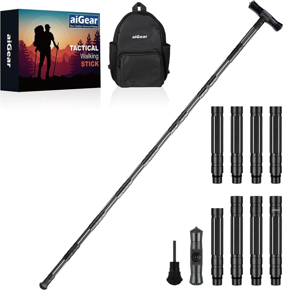 G2 Tactical Hiking Stick Heavy-Duty 6-8 Section Adjustable Walking Staff Men