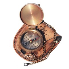 Brass Engrved Compass for Men, Pocket with Leather Case, Mom to Son