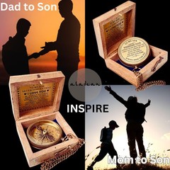 Gift for Son from Mom Dad | Engraved Compass 2″ – 2 inch(3100 lb.), Metallic