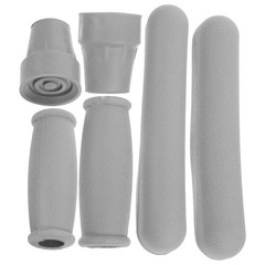 1 Set Comfortable Durable Tpr Crutch Pad and Underarm Hand Grip Cover Grey