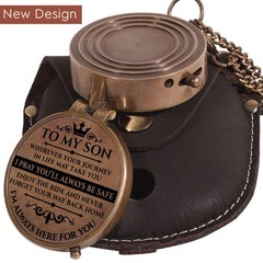 To My Son Engraved Brass Pocket Compass Gift Birthday Graduation From Mom Dad