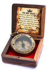 Gift for Son from Mom Dad | Engraved Compass 2″ – Father to Son Gifts, Mom to…