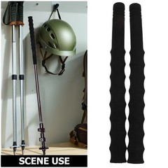 2Pcs Reusable Black Sponge Pole Grip Handles for Hiking Walking Cane Sports Use