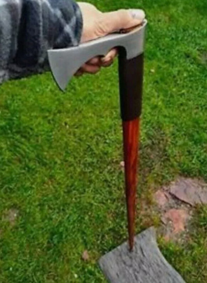 HANDMADE CARBON STEEL AXE WALKING STICK AXE ROSE WOOD HANDLE AXE WITH SHEATH