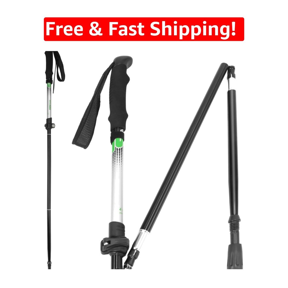 Lightweight Collapsible Folding Trekking Pole, Adjustable Height 13″-53″, Black