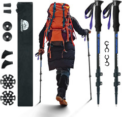 Collapsible Trekking Poles for Hiking 2 Pack – Adjustable Aluminum Hiking Poles,