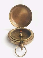 Vintage Brass Push Button Pocket Compass, 2-Inch Magnetic Direction Finder