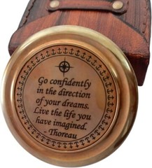 Go Confidently Compass Thoreau’s Quote Engraved Poem Compass with Leather case.