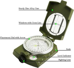 Compass, Hiking Compass for Survival with Lensatic – Water-Resistant Durable and