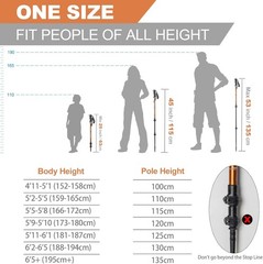 Aluminum Trekking Poles Quick Adjustable Locks Comfort Handle Padded Strap Snow