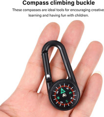 24Pcs Keychain Compass Metal Carabiner Compass Small Pocket Clip on Compass Port