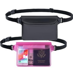 CADONO 2-Pack Waterproof Pouch with Adjustable Waist Strap | Screen Black+Pink