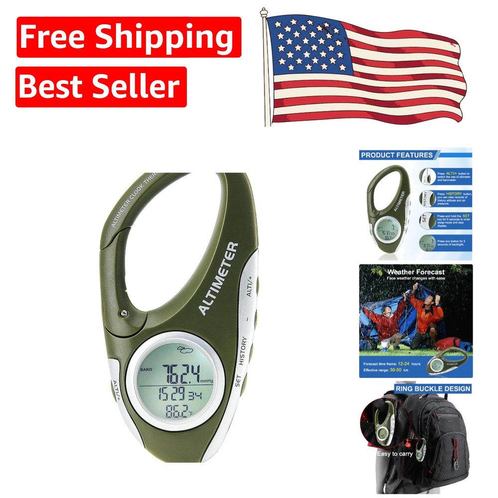 Advanced Hiking Altimeter & Compass for Accurate Weather Tracking on Trails