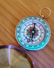 Brass Compass with Key Chain Ring Camping Hiking Hunting Survival
