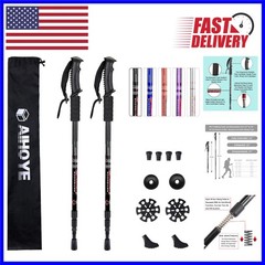 2 Pack Lightweight Hiking Trekking Poles – Adjustable 25-52, Tip Set Included