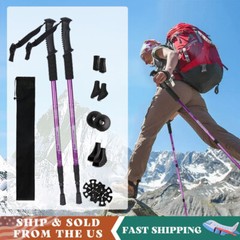 Pair of 2 Trekking Poles Walking Sticks Adjustable Anti-shock Alpenstock Hiking