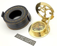 geekgifts Engraved Brass Sundial Compass Gift for Son with Leather Box