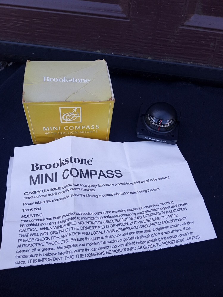 VTG Brookstone Mini Compass Suction Mount Open Box