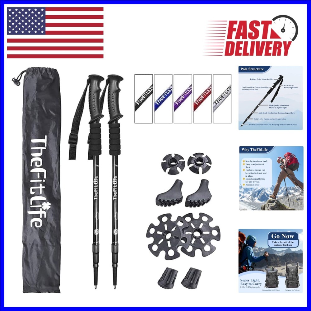 Advanced Adjustable Trekking Poles – Ergonomic Design & 2 Accessories Included