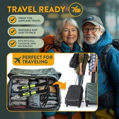 2PCS Trekking Hiking Poles Collapsible Walking Sticks fr Travel Camping Climbing