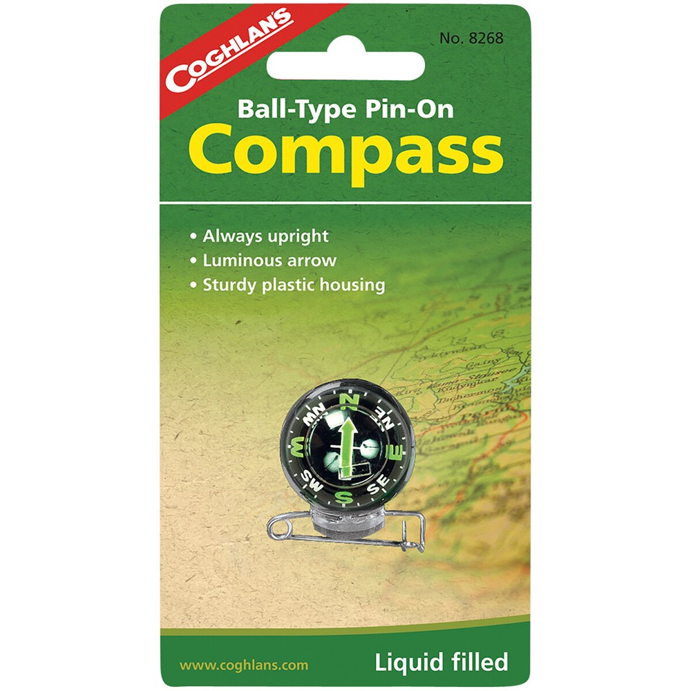 Coghlan’s Ball-Type Pin-On Compass, Liquid Filled, Survival Camping Emergency