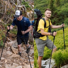 2X Adjustable Trekking Poles Nordic Walking Sticks Anti-shock Hiking Alpenstock