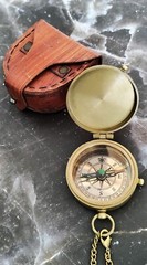 Personalized Gift, Engraved Antique Brass Compass with Leather Case,Gift for Son