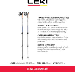 Traveller Carbon Adjustable Lightweight Trekking Poles for Hiking & Nordic Walki
