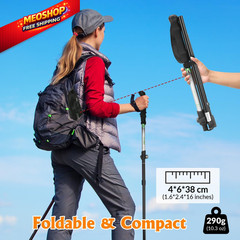 Travel Folding Trekking Hiking Pole with Carrying collapsible foldable, Black