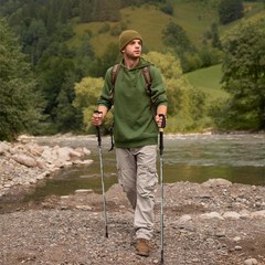 COVACURE Cork Handle Trekking Gray Long (110-130cm), (110-130cm)